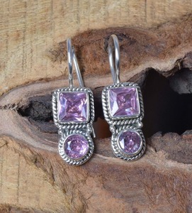 Stone <b>Earrings</b> Natural Pink <b>Rose</b> <b>Quartz</b> Handmade Jewelry October Birthstone 925 Sterling Silver Gemstone <b>Earrings</b> Gift for Her - Product Image 4