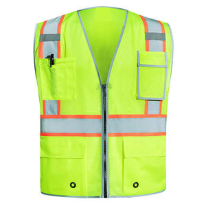 Gilet de sécurité réfléchissant pour le travail, gilet de sécurité haute visibilité pour la construction avec plusieurs poches et fermeture éclair - Product Image 1