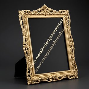 Elegante marco de fotos de metal de color dorado barroco, marcos de fotos decorativos adornados para mesa o exhibición de pared, diseño clásico - Product Image 1