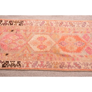 Vintage Turkish Herki <b>Rug</b> 2.5x10.8 ft, Orange <b>Runner</b> Solid Wool <b>Rug</b> - Product Image 4