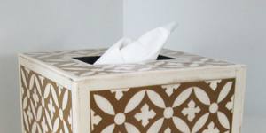 Boîte à mouchoirs en bois élégante faite à la main avec incrustation d'os support décoratif pour la maison et le bureau - Product Image 5