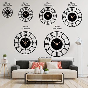 Reloj de pared de Metal negro redondo clásico con estilo moderno audaz pieza decorativa Ideal para dormitorios salas de estar cocinas y oficinas - Product Image 4