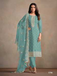 Designer Organza Soie Avec Broderie Salwar Costume Femme Fabricant De Mode Et Fournisseur De Surat - Product Image 6