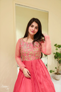 Solid Peach femmes Anarkali ensemble Long Flair embelli indien pakistanais vêtements évacuation de l'humidité respirant - Product Image 5