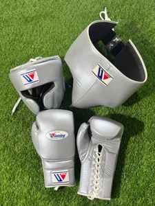 High Quality Winning <b>Boxing</b> Sparring Set Leather <b>Gloves</b> Headgear & Groin Guard with Laced Wrist Feature for Training Sparring - Product Image 6