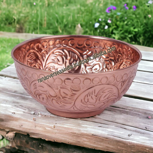 Cuenco para mezclar de cobre tallado en relieve-Cuenco para servir de fiesta de diseño moderno para batir huevos de caramelo de ensalada - Product Image 2