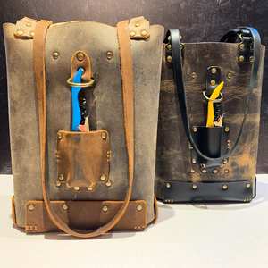 Caddy à vin à double bouteille en cuir véritable personnalisé Porte-bouteilles en cuir fabriqué à la main Monogrammé Porte-bouteilles en cuir | OEM | ALW - Product Image 1