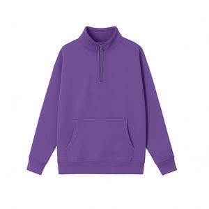 Sudadera Personalizada de Mujer, Manga Larga, 100% Algodón, Felpa, Media Cremallera, Estampada, Ropa de Invierno, Cuello Alto, Logotipo Personalizado, OEM - Product Image 1