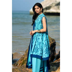 Conjunto de Traje de 3 Piezas para Mujer con Bordado Jacquard y Dupatta de Algodón Leno MJ-52024 - Product Image 1