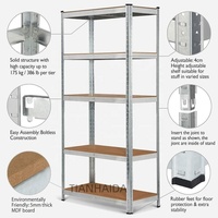 Étagère de stockage d'entrepôt en acier galvanisé à 5 niveaux sans boulons avec protection contre la corrosion, étagères empilables, installation par emboîtement