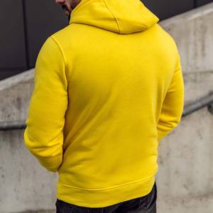 Sudadera con capucha térmica suave cómoda de tamaño al por mayor amarilla para hombre logotipo personalizado - Product Image 4