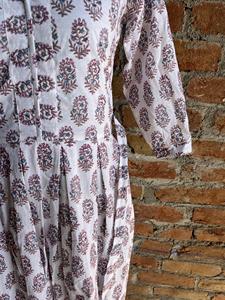 Hand Block Printed Maxi Dress Casual Indian Cotton <b>Tunics</b> with Floral Embroidery Long Gown - Product Image 6