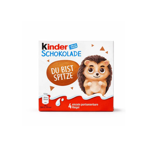 Kinderr Riegel 4er Pack 50g Barre de chocolat au lait classique Ferrero avec motifs d'animaux joyeux et messages motivants - Product Image 1