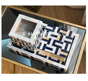 Madkhan Nouveau Design Ensemble Cadeau À Usage Domestique Nacre Mubkhar Plateau avec Incrustation D'os De Bois Boîte Brûleur D'encens Bakhoor Plateau De Service - Product Image 4