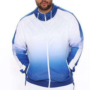 <b>Men's</b> Premium Sublimation Zipper <b>Hoodie</b> | Blue & <b>White</b> Ombre Gradient Tracksuit Top | Professional Athletic Gym Training Jacket - Product Image 1