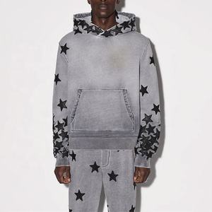 Sudadera con capucha gráfica unisex de gran tamaño 100% algodón sudadera de peso pesado ropa de calle personalizada con capucha abullonada al por mayor para hombres - Product Image 5