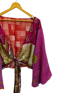 Robe portefeuille indienne tunique sari robe robe de mariée robe de maternité robe cadeau robe de plage fête porter indien imprimé soie sari kimono, - Product Image 5