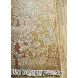 Alfombras de Lana y Seda de Bambú Anudadas a Mano del Lejano Oriente, Rojas y Naranjas con Diseño Floral, para Sala de Estar, Pasillo, Alfombra Rectangular Hecha a Mano-Skwb-32 - Product Image 4