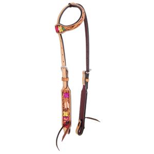 Cheval équestre en cuir de vache de l'ouest, une oreille, ételle/bride avec fleur sculptée à la main, exportateurs indiens au meilleur prix - Product Image 1