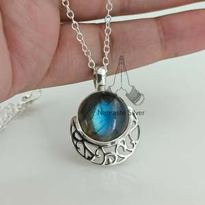 Collar de Labradorita con Plata de Ley 925 Hecho a Mano, Joyería con Detalles en Oro Rosa para Ella - para Cumpleaños, Navidad, San Valentín - Product Image 4