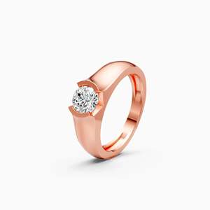 Anillo solitario con diamante cultivado en laboratorio de corte redondo de 0.70 quilates en oro amarillo, blanco y rosa de 9 quilates - Product Image 2
