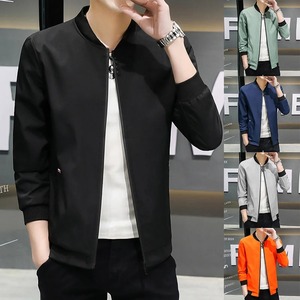 Spring and Autumn New Men's <b>Jacket</b> Coat Simple Solid Baseball Neck Zipper Windbreaker Coat <b>Cycling</b> Coat - Product Image 1
