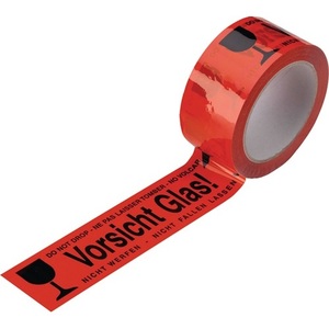 ENVIROPACK Red <b>PVC</b> Warning Tape 66 m Length Caution Glass 48 mm Width Office Adhesive <b>Roll</b> - Product Image 1