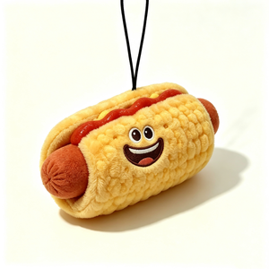 Customized Hot Dog Plush Pouch Hot-Dog-Shaped Plush Coin <b>Purse</b> PP Cotton Filling Fast-Food-Themed Halloween Unisex Zipper Bag - Product Image 3