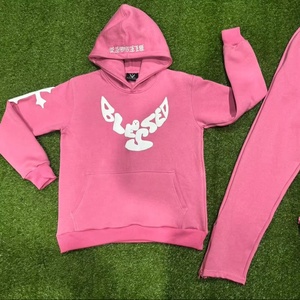 Sudadera con Capucha Extra Grande, Lavada al Ácido, Desgastada, con Estampado Puff, de Poliéster/Algodón, Estilo Urbano, con Logotipo Personalizado, Vintage para Mujer - Product Image 5