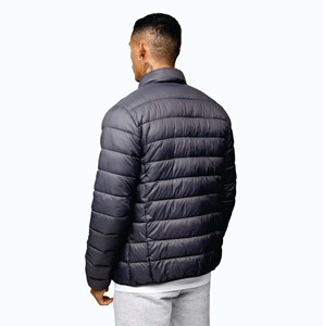 Custom Brand 100% Polyester Lightweight Quilted Full Zip Bonded Cuffs Grey Mens <b>Packaway</b> Puffer <b>Jacket</b> - Product Image 3