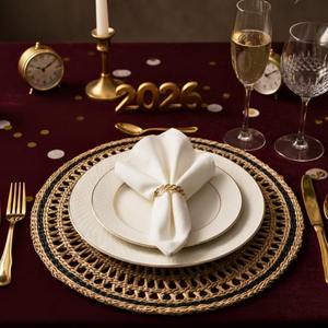 Set de table en jonc de mer naturel, tissé à la main, style rustique, décoration écologique, vente en gros, décoration de Noël et du Nouvel An - Product Image 1