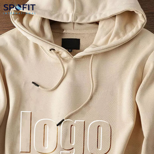 High Quality 2025 Men's Embossed Hoodie Autumn Winter Casual Loose Hoodie Men Pullover Drop Shoulder Solid Color Hoodies - Product Image 5