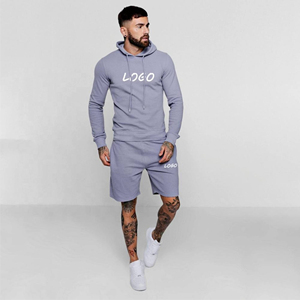 2025 OEM Premium 300GSM poliéster chándal hombres Zip Hoodie Jogger conjunto serigrafiado blanco sólido elegante Fitness Outfit - Product Image 2