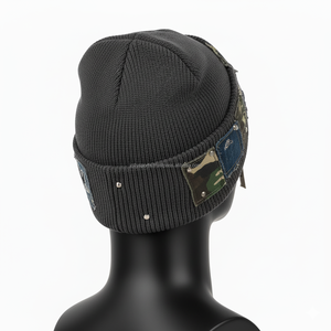 Gorro de mujer 320 GSM tela de punto grueso invierno con Patchwork logotipo bordado personalizado y etiqueta de Pin DE SEGURIDAD gorro de gorros Jacquard - Product Image 4