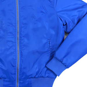 Chaqueta Bomber de Satén Azul Rey Zeta Phi Beta, Prenda Exterior Premium de la Hermandad Griega, Detalles Funcionales con Cierre de Cremallera/Presión en la Parte Delantera para Primavera - Product Image 3