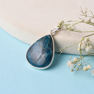 Piedra preciosa en forma de pera de cuarzo azul natural, colgante de Plata de Ley 925, colgante de moda para fiesta de regalo de boda. - Product Image 4