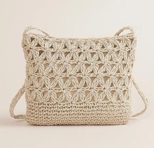 Bolso Bandolera de Paja Hecho a Mano: Bolso de Hombro Boho Tejido con Crochet Floral - Product Image 3