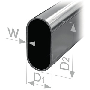 Organisateur de placard ovale en tube d'acier chromé sans soudure, hauteur 30 mm, largeur 15 mm, épaisseur de paroi 1 mm, longueur 2000 mm, compatible PG - Product Image 1