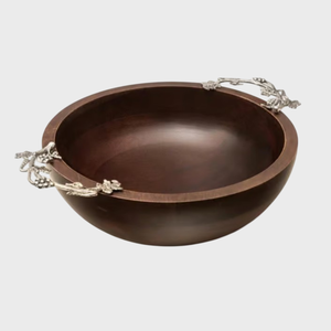 Admirable Design Table Top Wooden <b>Bowl</b> with Metal Handle Creative Home Decor Wooden <b>Bowl</b> Hotel Supplies In Affordable Price - Product Image 1