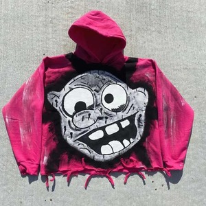 Sudadera con capucha recortada con estampado de logotipo personalizado para hombre Vintage Rip Distressed Street Style 100% algodón temporada de invierno - Product Image 1