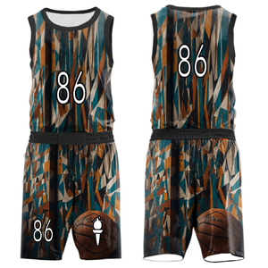 Ensemble de maillots et uniformes de basketball personnalisés pour adultes avec impression par transfert thermique, respirant, 100 % polyester, sans manches, nouveau design - Product Image 1