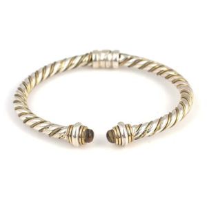925 Sterling Silver Men's <b>Bracelet</b> with Peridot Stone Spring-Closure and Twisted Clasp Fine <b>String</b> <b>Bracelet</b> - Product Image 3
