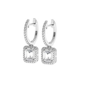 Boucles d'oreilles pendantes en moissanite taille émeraude, mignonnes, pour fiançailles, pour femmes - Product Image 1