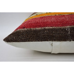 Coussin de luxe en laine multicolore Kilim 18x18 pouces Tissé Vintage & Fluffy Pattern Leaves Style Portable Literie Coussin décoratif - Product Image 4