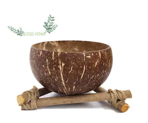 Bulk quantity available in stock coconut shell bowl with cover and coconut bowl with stand cheap price by Eco2go Vietnam