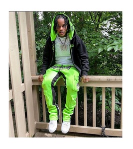 Chándal con cremallera Sudadera con capucha y pantalones Conjunto Ropa deportiva Jogger Conjuntos Logotipo personalizado Patchwork Sweatsuit para hombres - Product Image 1