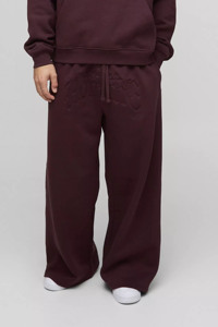 High Quality Custom Maroon <b>Oversized</b> Boxy Homme Debossed Hooded & <b>Jogger</b> With Pocket 2 Piece Set Streetwear Tracksuit for Men - Product Image 6