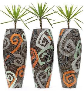 Maceta de Mosaico de Vidrio con Diseño de Hierro, Decoración para el Hogar, Maceta Antigua con Diseño de Mosaico - Product Image 1