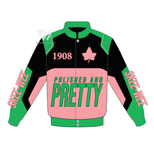 Personalizado Alpha | Kapa | Alpha AKA Sorority Ropa Bordado Twill Cafe Racer Chaqueta Parafernalia griega - Product Image 1