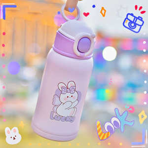Botella de Agua Infantil de Acero Inoxidable de 500 ml, Diseño de Dibujos Animados para Estudiantes, Regreso a Clases, Uso con Agua Fría - Product Image 4